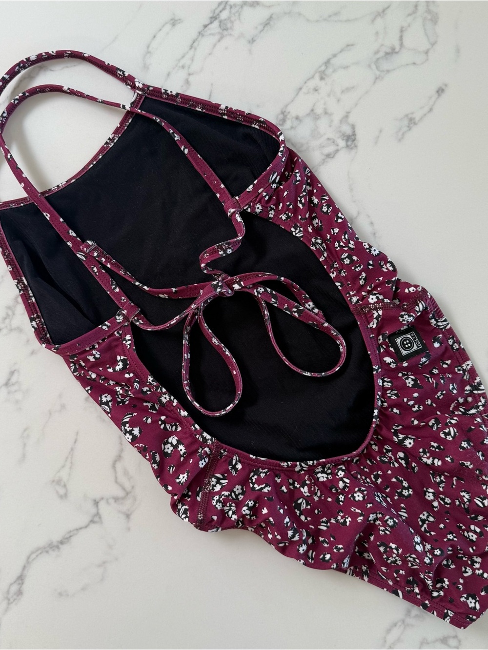 Jolyn Clothing Dayno Tie-Back One Piece Swimsuit - Burgundy Floral - Size - Picture 2 of 3